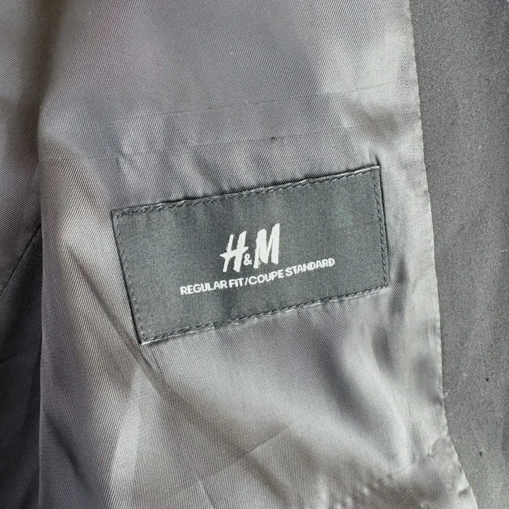 H&M Men Regular Fit Suit Jacket Blazer‎ Black Polyester Viscose US 44R Career